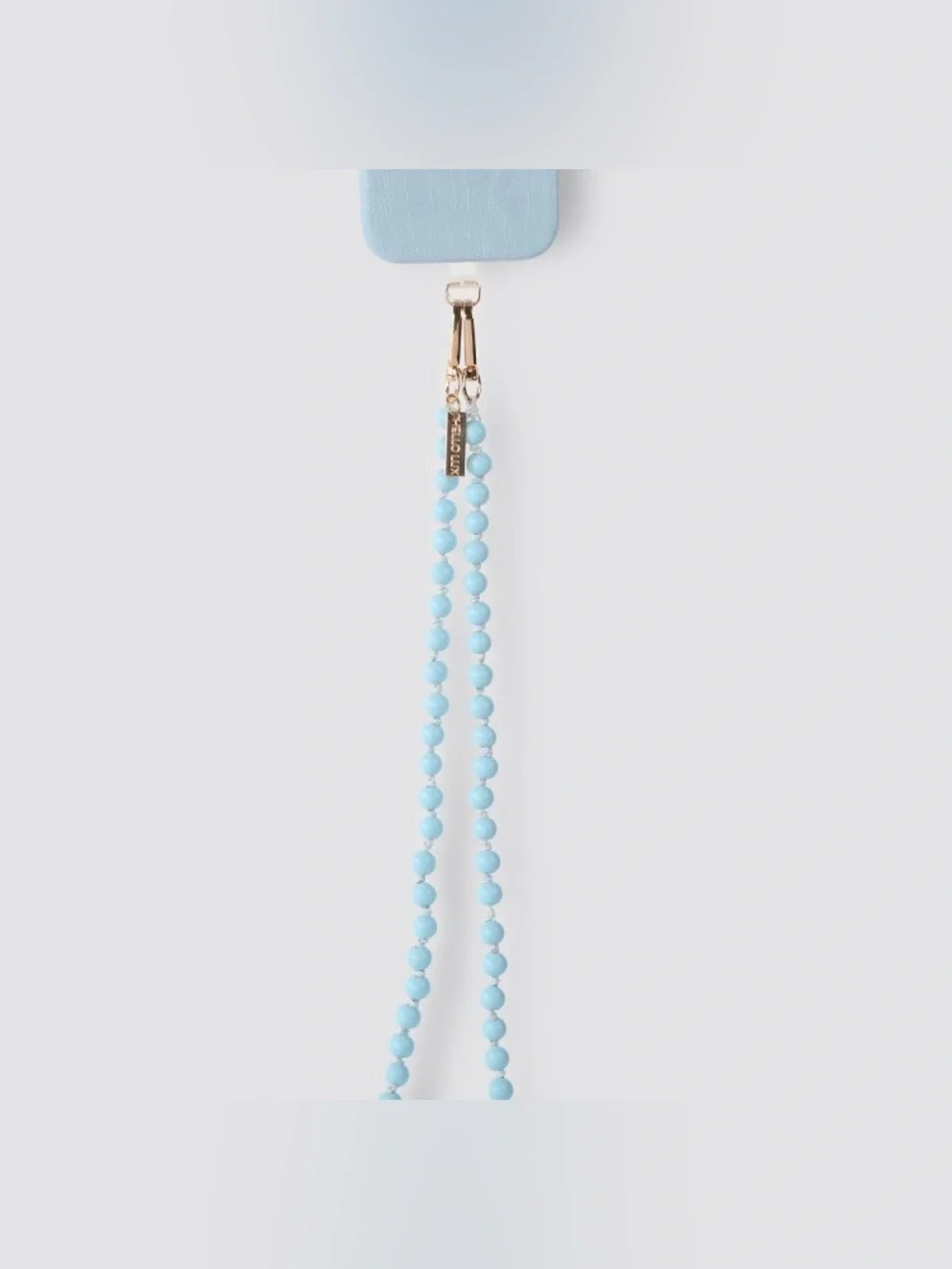 NIB Blue Beaded Crossbody phone Strap with Gold Hardware
